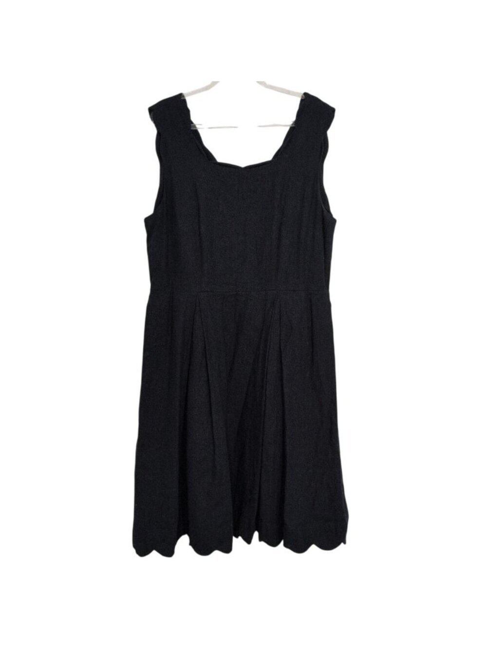 Sigrid Olsen Scallop Hem Dress Womens Size Large Blue Linen Blend Classic Femini